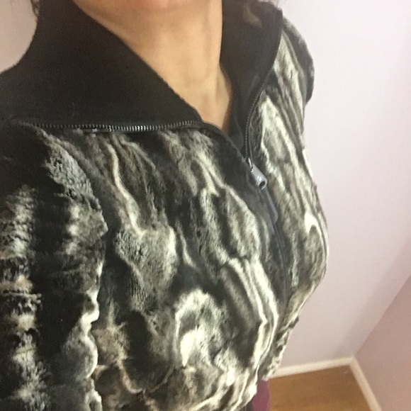 Via Spiga Marble Faux Fur Isabetta  Bomber Jacket - Picture 4 of 11